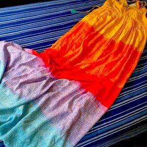 Anthropology feather light rainbow dress, size medium